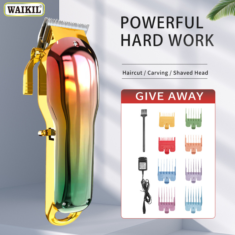 Colorful Electric Hair Trimmer USB Rechargeable Professional Hair Clipper Men Hair Cutting Beard Shaver Full Metal Mirror Body Machine Oil Head Carving