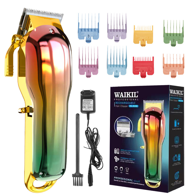 Colorful Electric Hair Trimmer USB Rechargeable Professional Hair Clipper Men Hair Cutting Beard Shaver Full Metal Mirror Body Machine Oil Head Carving
