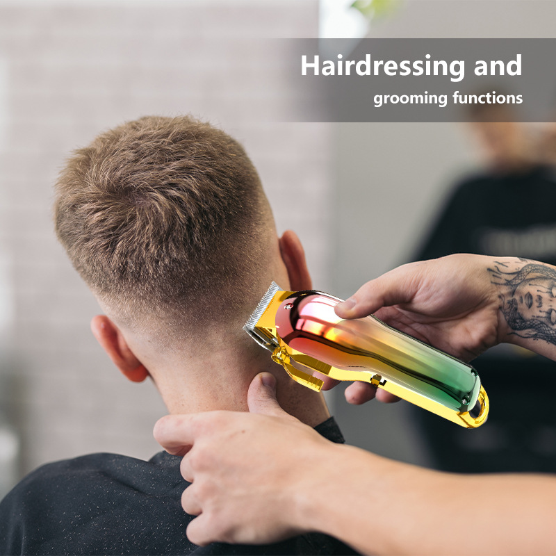 Colorful Electric Hair Trimmer USB Rechargeable Professional Hair Clipper Men Hair Cutting Beard Shaver Full Metal Mirror Body Machine Oil Head Carving