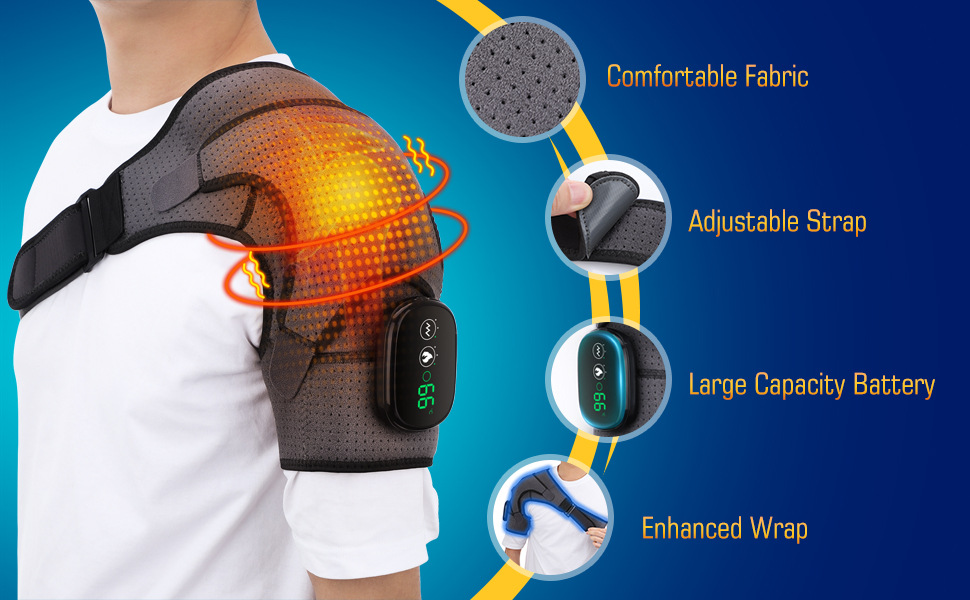 Electric Heating Shoulder Knee Brace LED Massager Vibrators Orthopedics Belt 70℃ Arthritis Pain Relief Physiotherapy