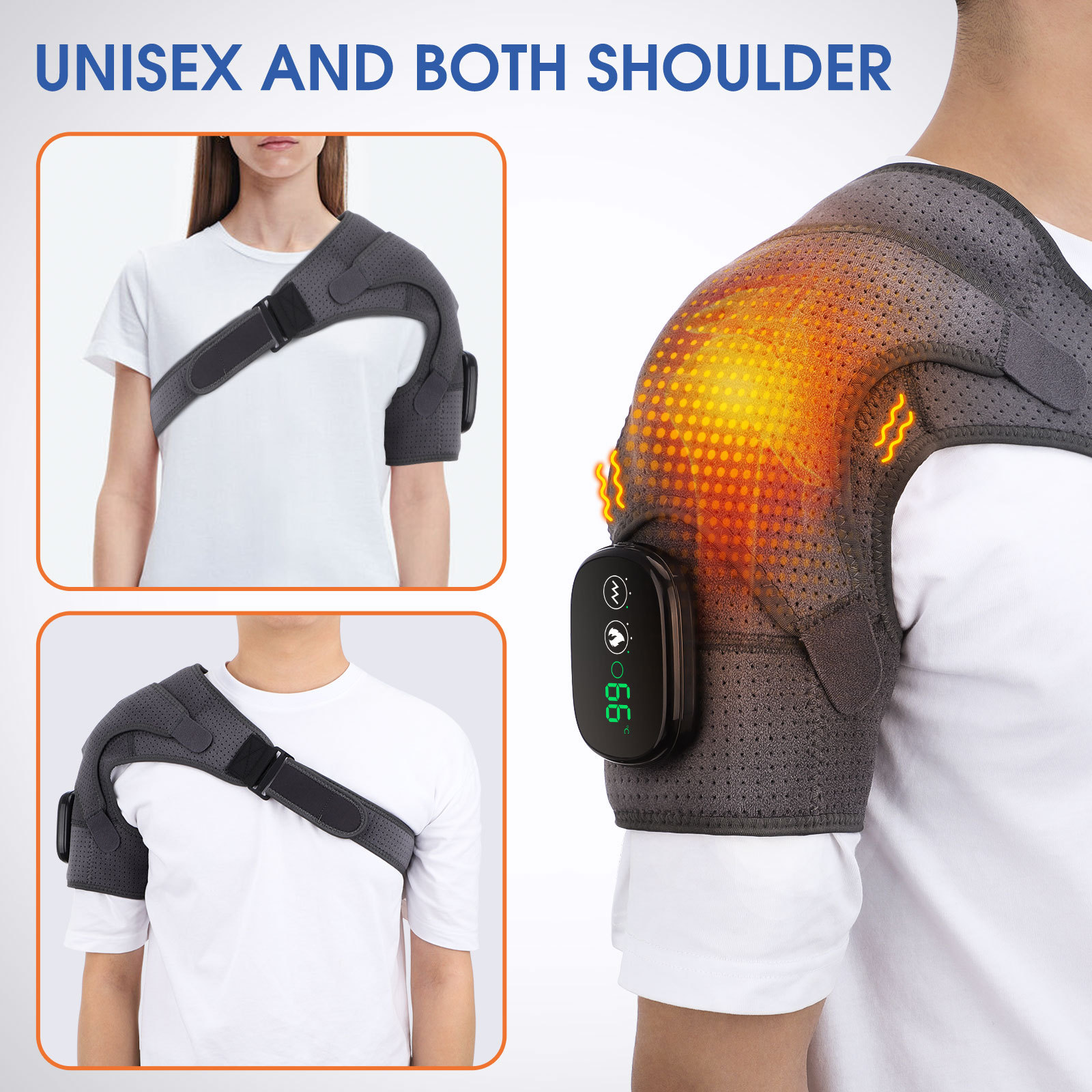 Electric Heating Shoulder Knee Brace LED Massager Vibrators Orthopedics Belt 70℃ Arthritis Pain Relief Physiotherapy