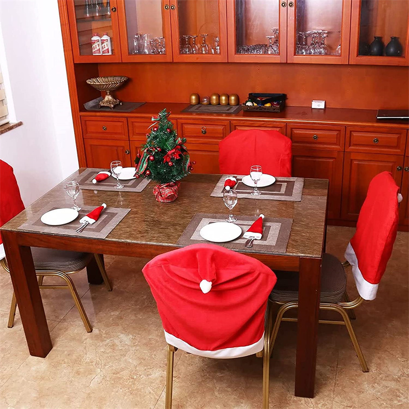 10pcs Christmas Hat Tableware Holder Fork Knife Cutlery Storage Holder Bag Home Decoration Accessories Kitchen Tableware Holde