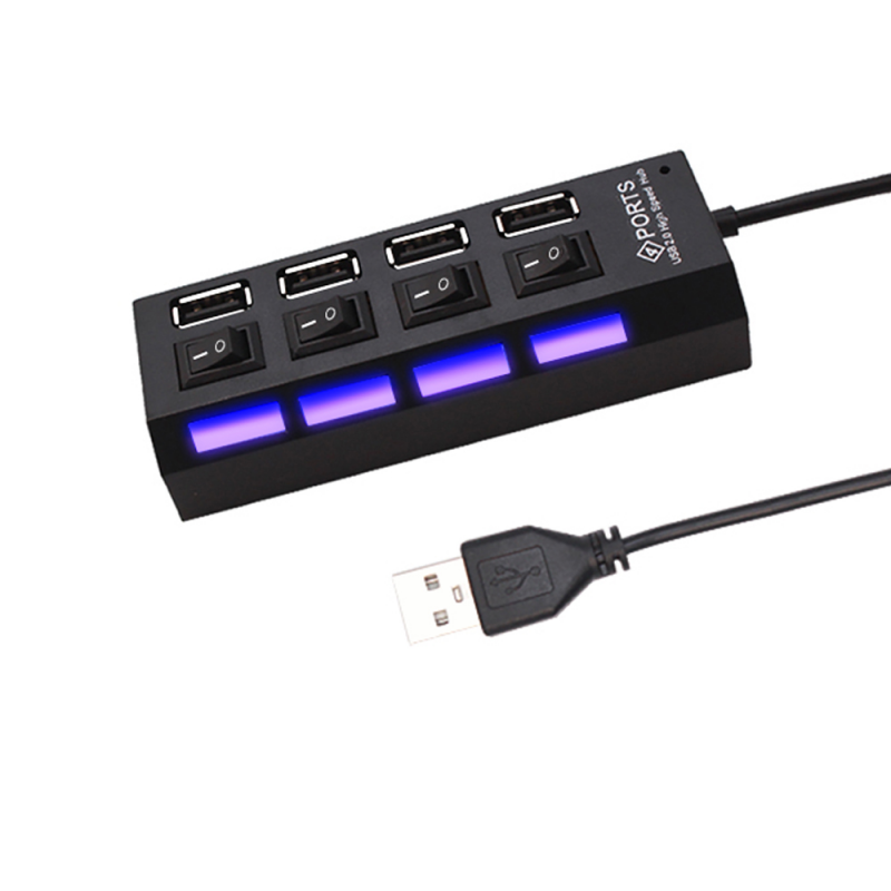 Multi USB 2.0 Hub Splitter Hub Use Power Adapter 4/7 Port Multiple Expander with Switch for PC Chargers Power Adapters Charging Stations