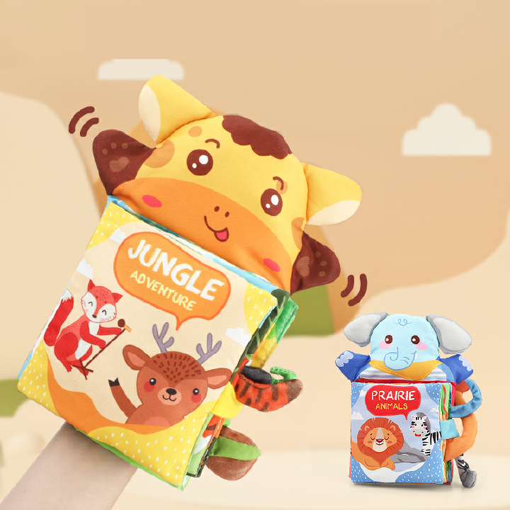 Hand Puppet Fabric Books Newborn Baby Educational Cloth Book Kids Early Learning Develop Cognize Reading Puzzle Book Toys