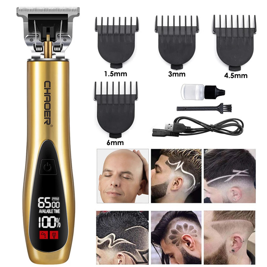 Professional Hair Clipper Electric Hair Trimmer 0.1mm Hair Cutting Machine Beard Trimmer Haircut Clipper With 4 limit comb