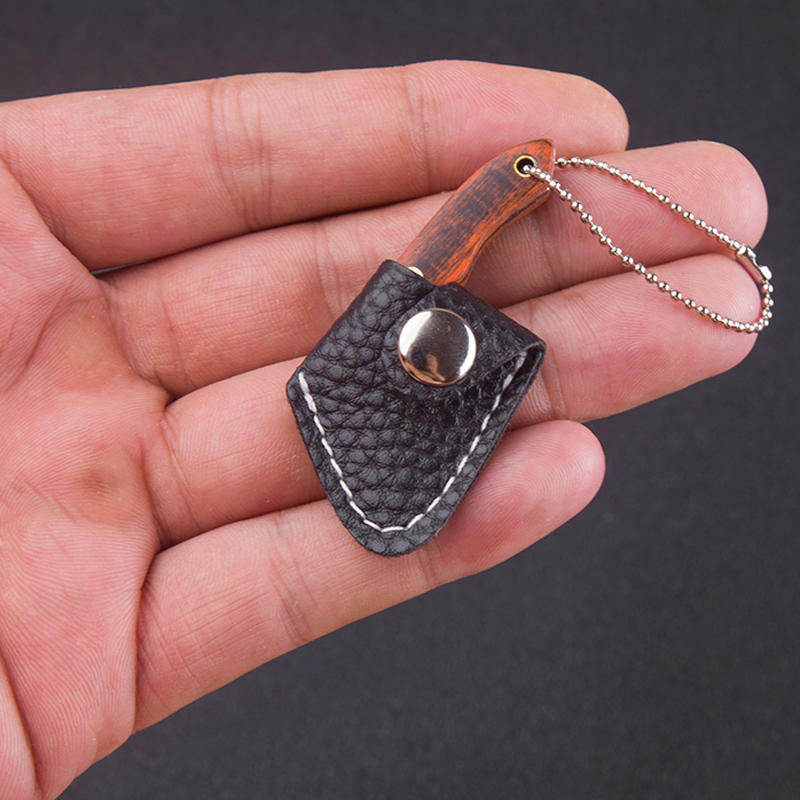 Portable Pocket Keychain Ax Knife Pocket Creative Mini Hatchet Knife Stainless Steel EDC Fixed Blade Wood Handle Kitchen Small Knives Decorating Rings