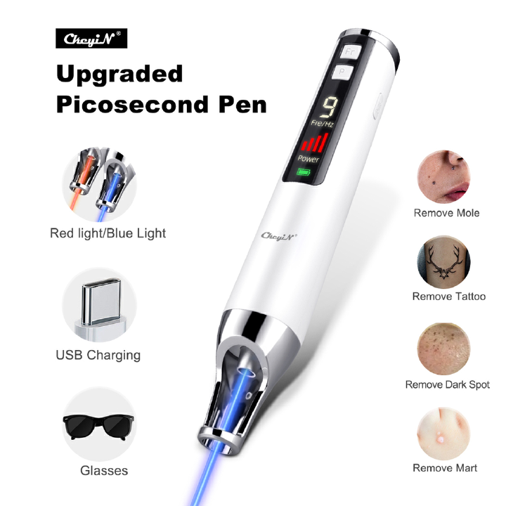 Picosecond Laser Pen Red Blue Light Tattoo Freckle Scar Mole Wart Dark Spot Skin Pigment Removal Portable Beauty Device