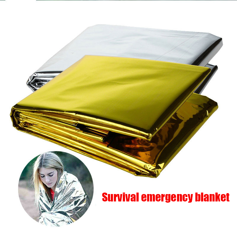 Emergency Blanket Outdoor Survive First Aid Military Rescue Kit Windproof Waterproof Foil Thermal Blanket for Camping Hiking