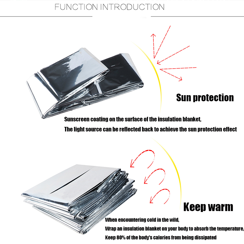 Emergency Blanket Outdoor Survive First Aid Military Rescue Kit Windproof Waterproof Foil Thermal Blanket for Camping Hiking