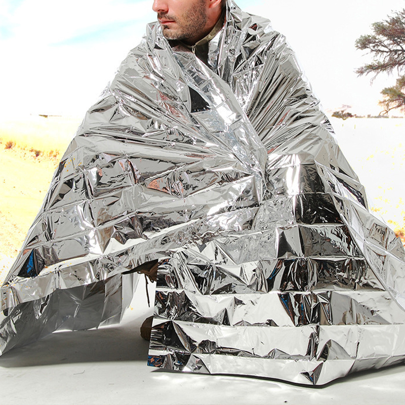 Emergency Blanket Outdoor Survive First Aid Military Rescue Kit Windproof Waterproof Foil Thermal Blanket for Camping Hiking