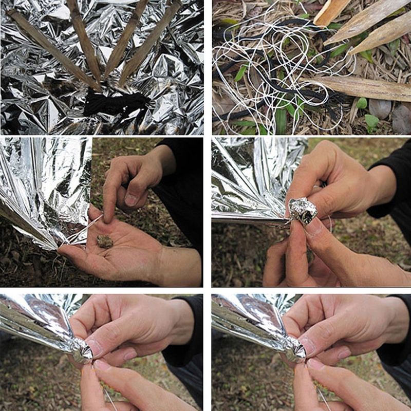 Emergency Blanket Outdoor Survive First Aid Military Rescue Kit Windproof Waterproof Foil Thermal Blanket for Camping Hiking