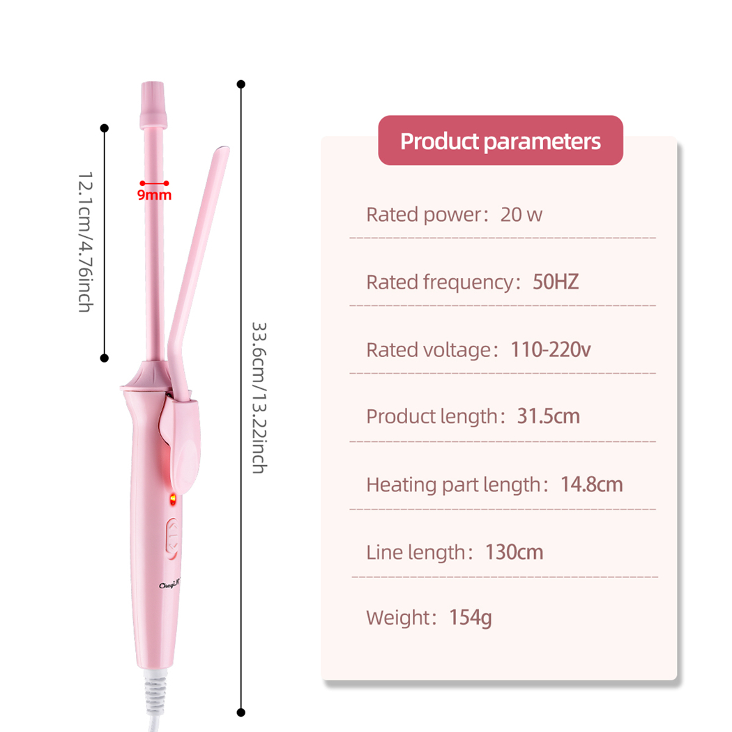 Professional 9mm Hair Curling Iron Ceramic Curler Roller Wand Fast Heating Long Lasting Curly Anti-scalding Styling Tool