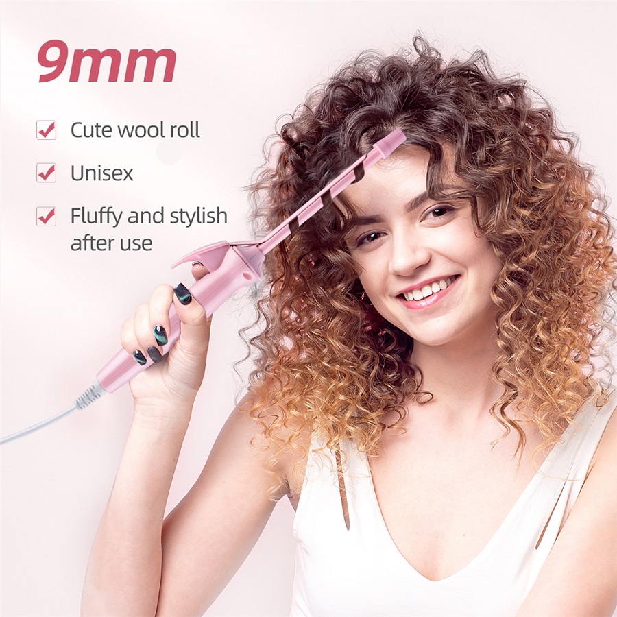 Professional 9mm Hair Curling Iron Ceramic Curler Roller Wand Fast Heating Long Lasting Curly Anti-scalding Styling Tool
