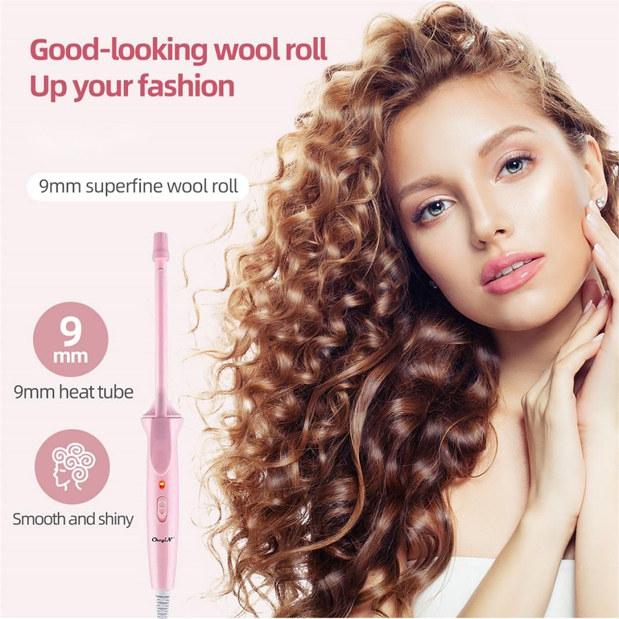 Professional 9mm Hair Curling Iron Ceramic Curler Roller Wand Fast Heating Long Lasting Curly Anti-scalding Styling Tool