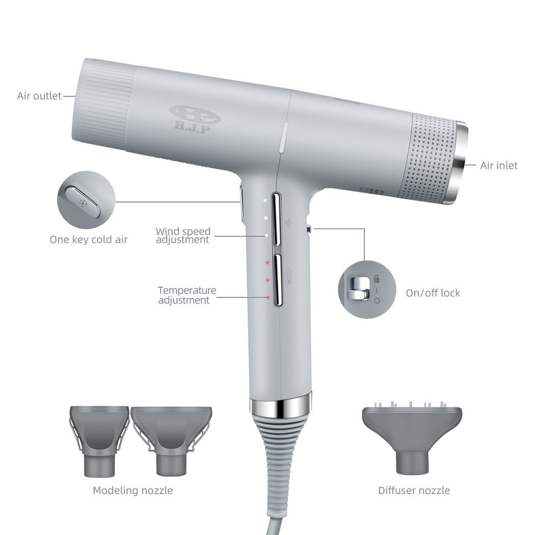 1200W -1599W Negative Ions Blow Dryer Super Powerful Wind Hot/Cold Hair Dryer Temperature Adjustable Hair Salon with Memory Function