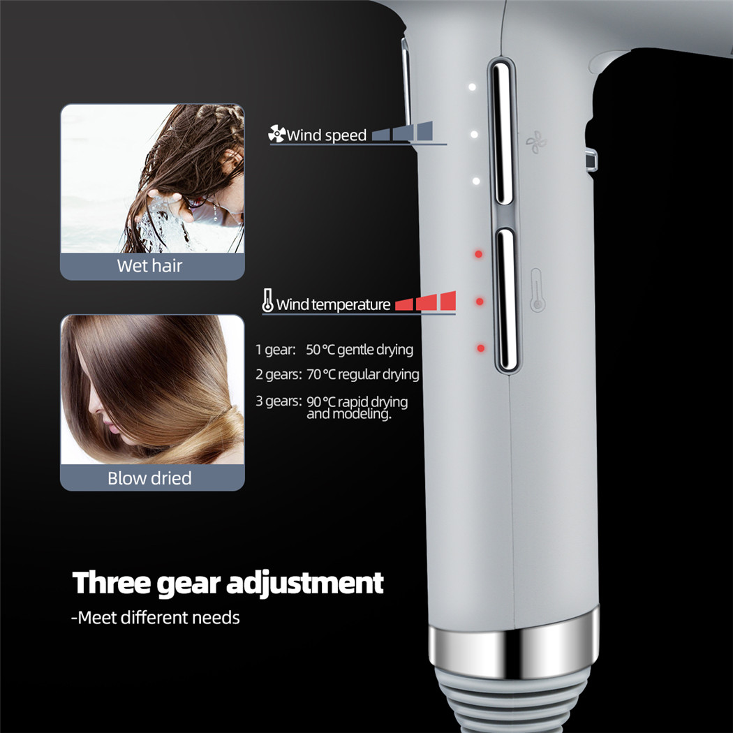 1200W -1599W Negative Ions Blow Dryer Super Powerful Wind Hot/Cold Hair Dryer Temperature Adjustable Hair Salon with Memory Function