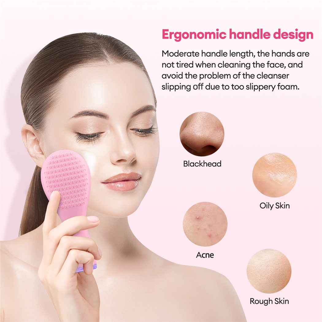 Silicone Facial Cleansing Brush Handheld Waterproof Makeup Remover Face Pore Cleaner Dead Skin Blackhead Remover Brush