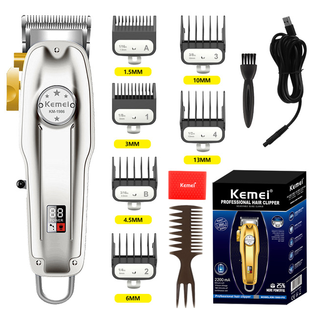 Kemei Professional Clipper All-metal Rechargeable Hair Trimmer For Barber Men Electric Beard Shaver Hair Cutting Machine