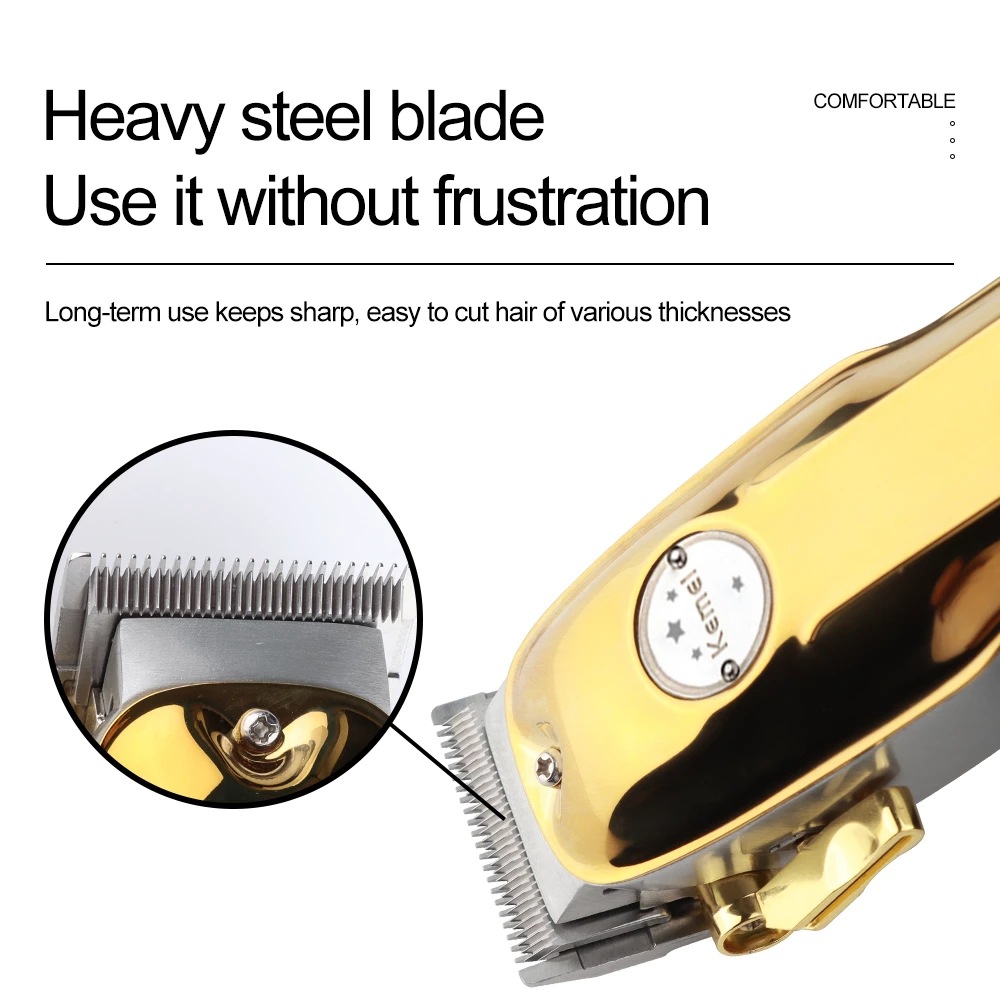 Kemei Professional Clipper All-metal Rechargeable Hair Trimmer For Barber Men Electric Beard Shaver Hair Cutting Machine
