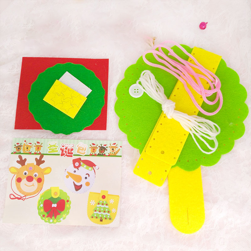 Christmas Candy Bag Kids DIY Handmade Craft Kits Creative Kindergarten Handicraft Toys Material Package Children Xmas Party Gift