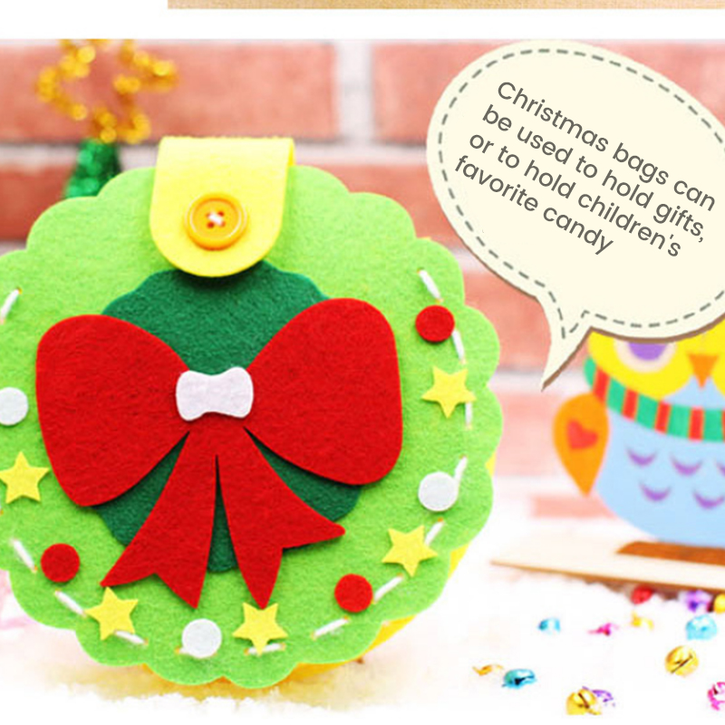 Christmas Candy Bag Kids DIY Handmade Craft Kits Creative Kindergarten Handicraft Toys Material Package Children Xmas Party Gift