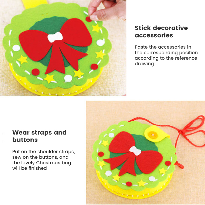Christmas Candy Bag Kids DIY Handmade Craft Kits Creative Kindergarten Handicraft Toys Material Package Children Xmas Party Gift