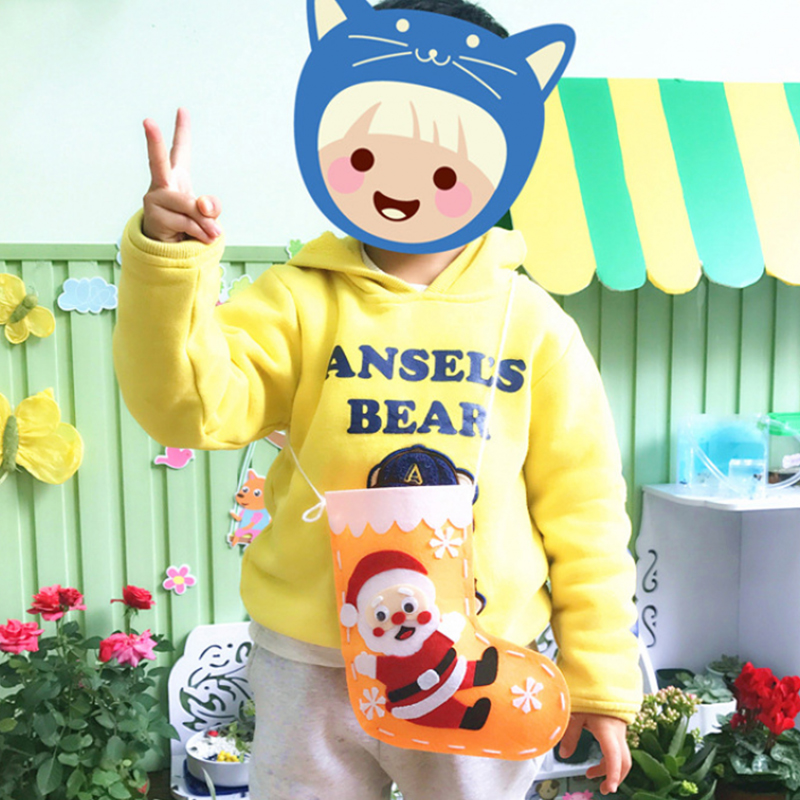 Christmas Candy Bag Kids DIY Handmade Craft Kits Creative Kindergarten Handicraft Toys Material Package Children Xmas Party Gift