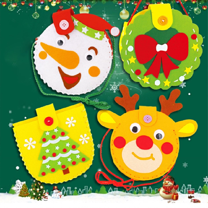 Christmas Candy Bag Kids DIY Handmade Craft Kits Creative Kindergarten Handicraft Toys Material Package Children Xmas Party Gift
