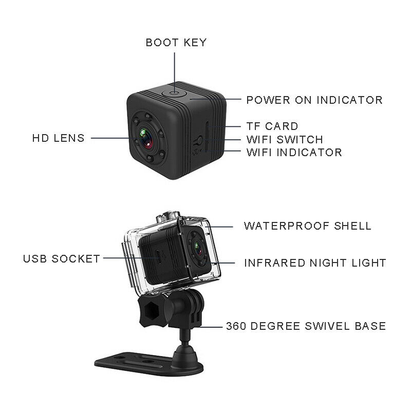 SQ29 Mini WiFi Camera Night Vision VGA 480p Wireless Hotspot Remote Monitor Phone App Motion Detection DVR Camcorder Photo Trap