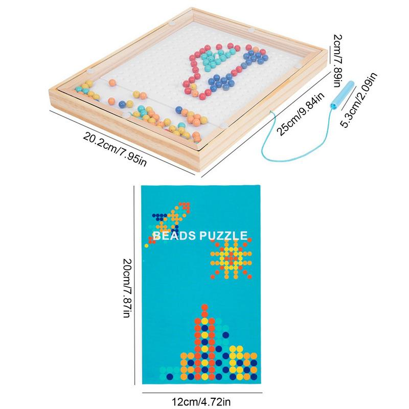 Children's Wooden Magnetic Bead Jigsaw Puzzle Toy Baby Educational Early Education Toy Magnetic Doodle Board Magna Dots Fun Toy Tablet Sketch Toys Airplane And Car Ride Activities