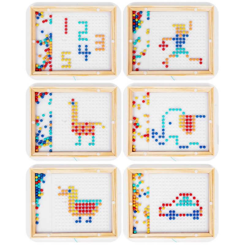 Children's Wooden Magnetic Bead Jigsaw Puzzle Toy Baby Educational Early Education Toy Magnetic Doodle Board Magna Dots Fun Toy Tablet Sketch Toys Airplane And Car Ride Activities