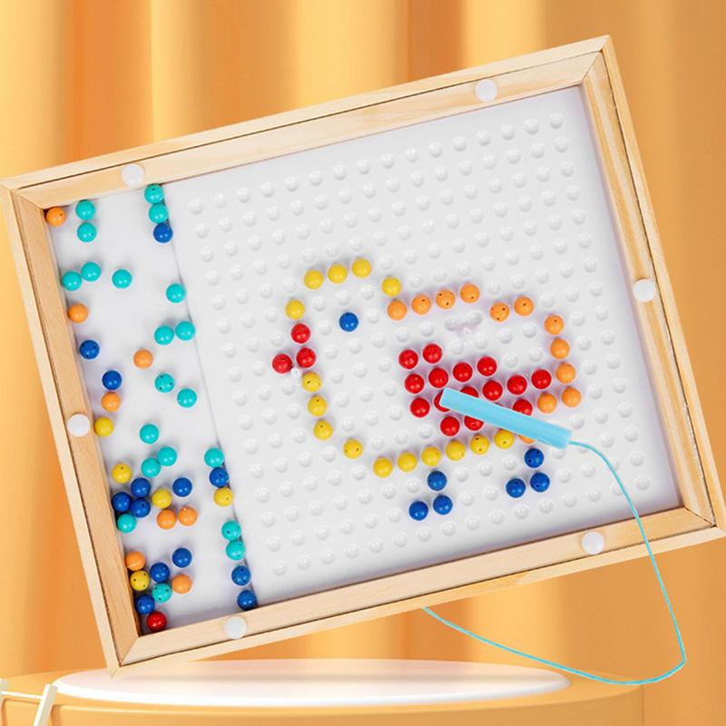 Children's Wooden Magnetic Bead Jigsaw Puzzle Toy Baby Educational Early Education Toy Magnetic Doodle Board Magna Dots Fun Toy Tablet Sketch Toys Airplane And Car Ride Activities