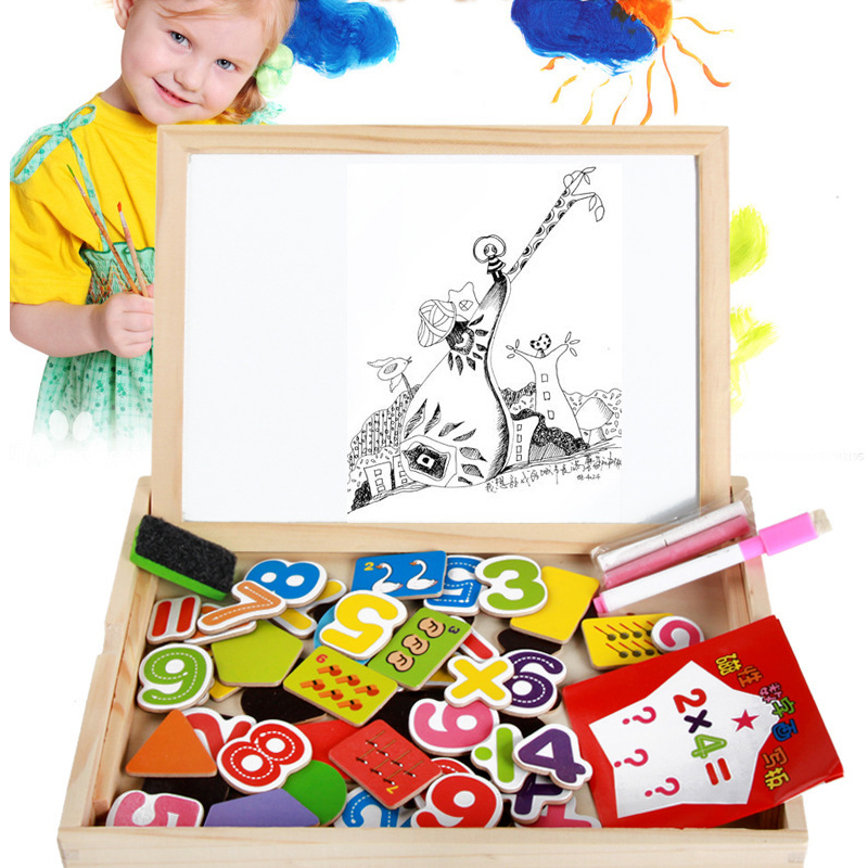 Wooden Magnetic Puzzle Montessori Toys Wood Jigsaw Puzzle Board Games Multifunctional Table Board Educational Toys for Children