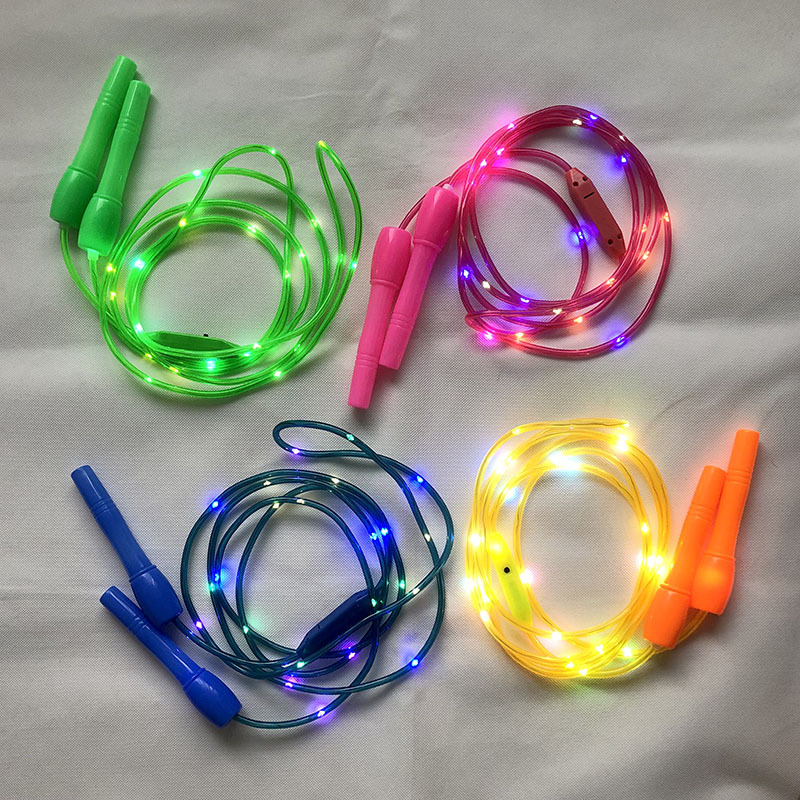 Light Up Led Skipping Rope Kids Children Jump Exercise Fitness Kids Colorful Flash Rope Luminous Rope Skipping 2.8 meters long 25 lights