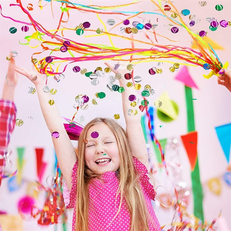 12pcs Confetti Cannon Handheld Inflatable Fireworks Gun Sparkle Sequin Wedding Celebration Birthday Party Game Tricky Props