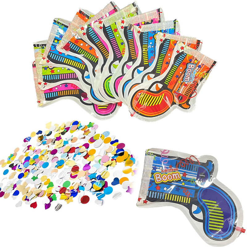 12pcs Confetti Cannon Handheld Inflatable Fireworks Gun Sparkle Sequin Wedding Celebration Birthday Party Game Tricky Props