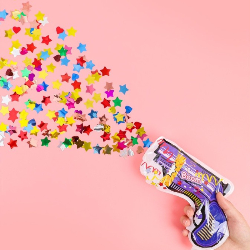 12pcs Confetti Cannon Handheld Inflatable Fireworks Gun Sparkle Sequin Wedding Celebration Birthday Party Game Tricky Props