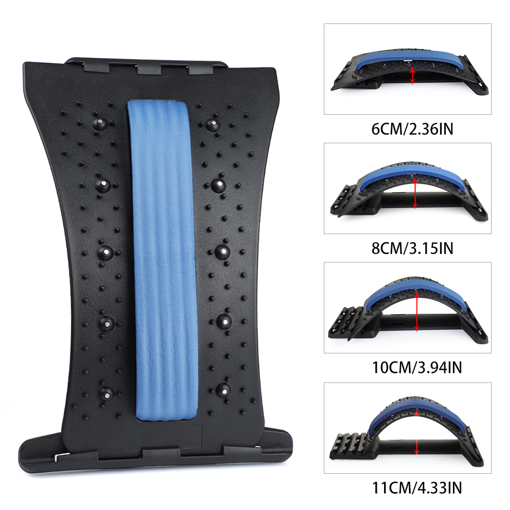 Adjustable Back Stretcher Lumbar Traction Yoga Fitness Massage Board Back Massager Stretch Relax Lumbar Support Waist Spine Back Pain