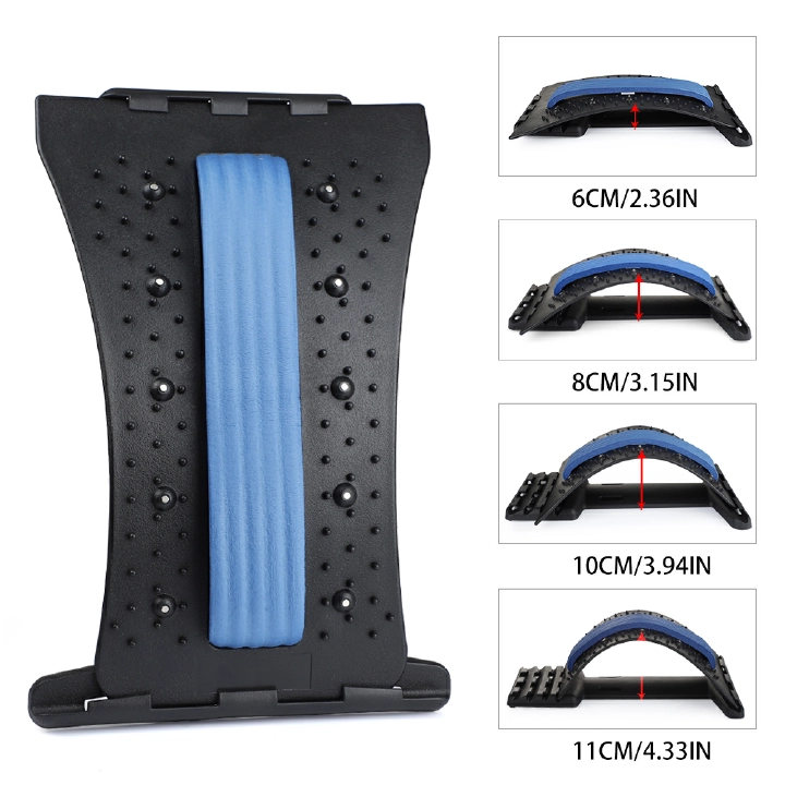 Adjustable Back Stretcher Lumbar Traction Yoga Fitness Massage Board Back Massager Stretch Relax Lumbar Support Waist Spine Back Pain