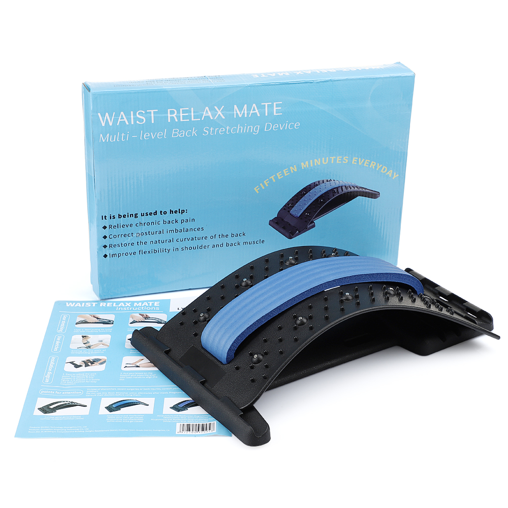Adjustable Back Stretcher Lumbar Traction Yoga Fitness Massage Board Back Massager Stretch Relax Lumbar Support Waist Spine Back Pain