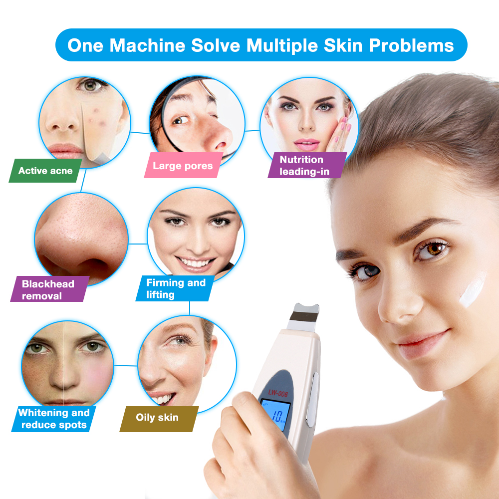 Ultrasonic Skin Scrubber Cleanser Face Cleansing Acne Removal Massager For Face Ultrasound Peeling Clean Tone Lift