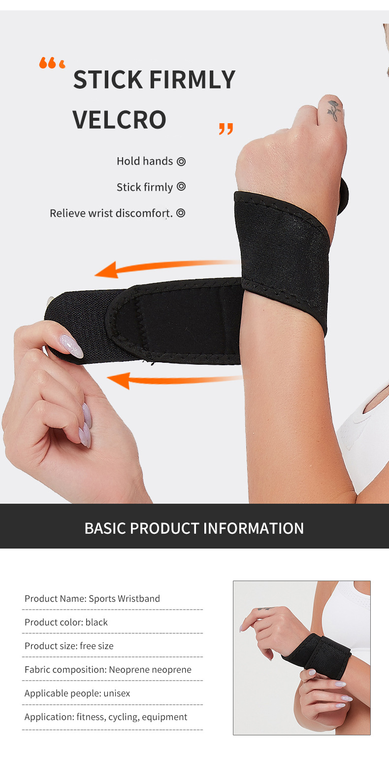 Sports Wrist Brace Support Adjustable Wristband Band Elastic Strap for Weight Lifting Fitness Basketball Training Women Men