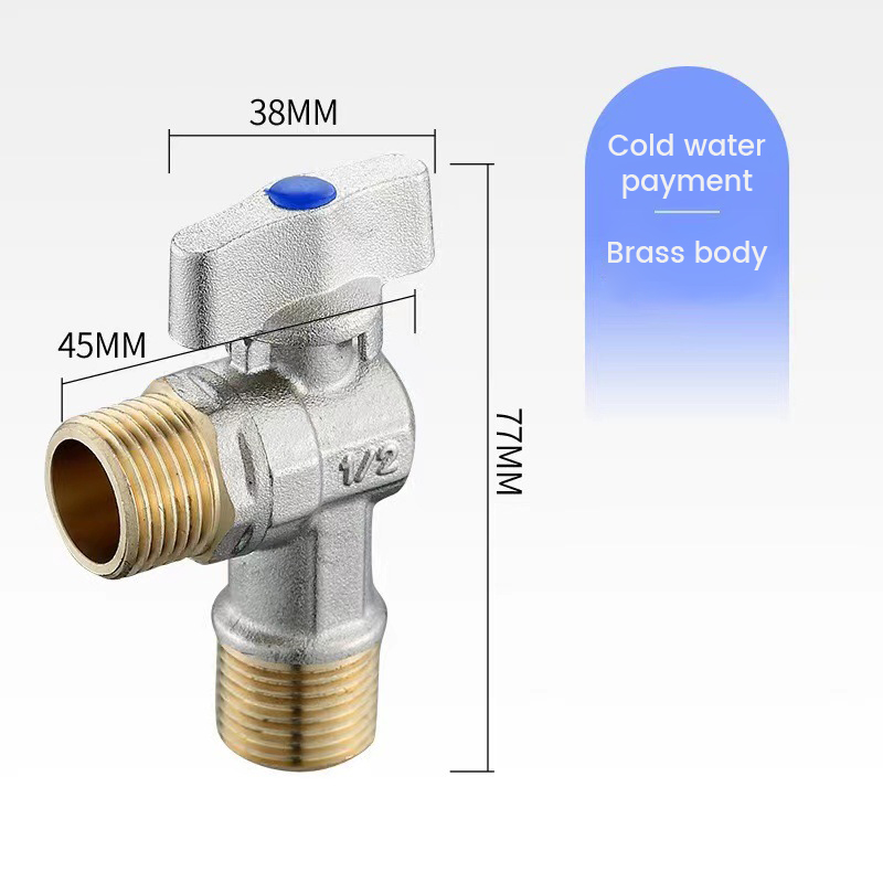 G1/2 Water Shut Off Valve with Handle Universal Water Flow Control Valve Hot/Cold Water Turn Angle Stop Valve