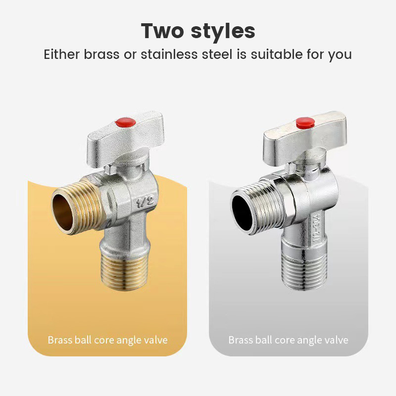 G1/2 Water Shut Off Valve with Handle Universal Water Flow Control Valve Hot/Cold Water Turn Angle Stop Valve