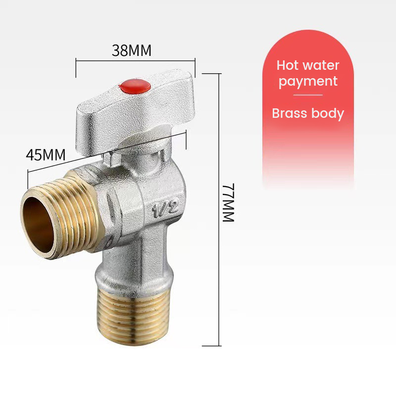 G1/2 Water Shut Off Valve with Handle Universal Water Flow Control Valve Hot/Cold Water Turn Angle Stop Valve