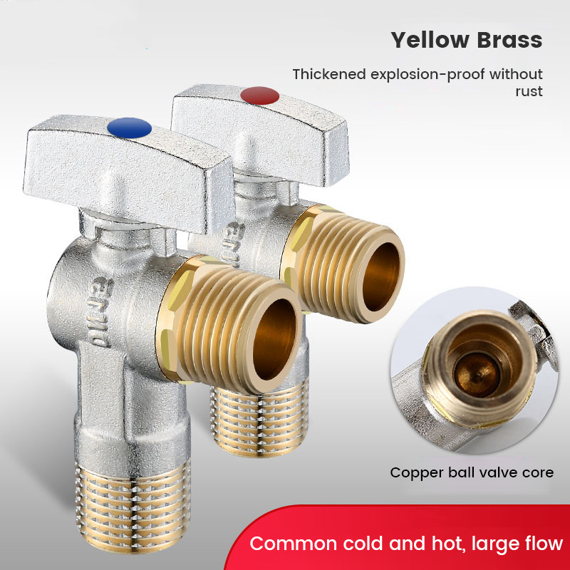 G1/2 Water Shut Off Valve with Handle Universal Water Flow Control Valve Hot/Cold Water Turn Angle Stop Valve