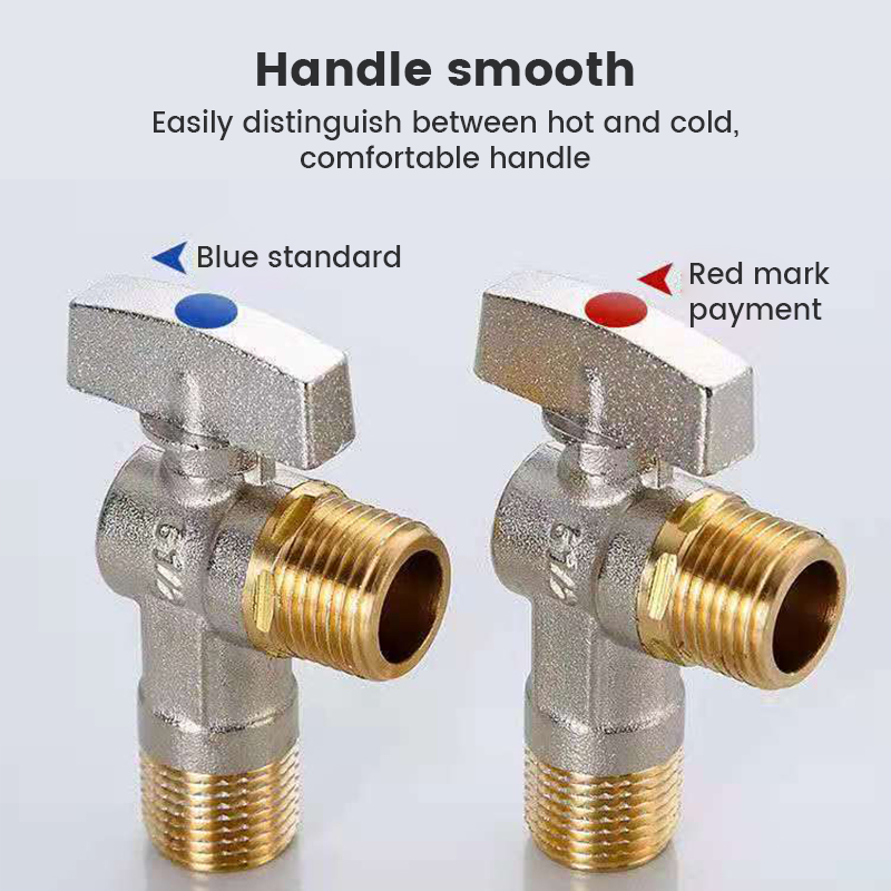 G1/2 Water Shut Off Valve with Handle Universal Water Flow Control Valve Hot/Cold Water Turn Angle Stop Valve