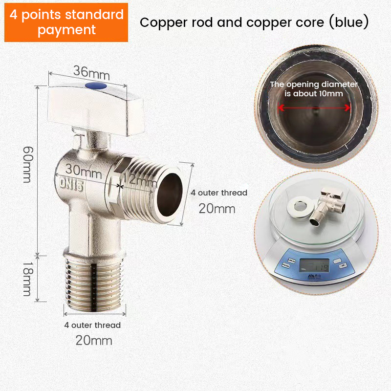 G1/2 Water Shut Off Valve with Handle Universal Water Flow Control Valve Hot/Cold Water Turn Angle Stop Valve