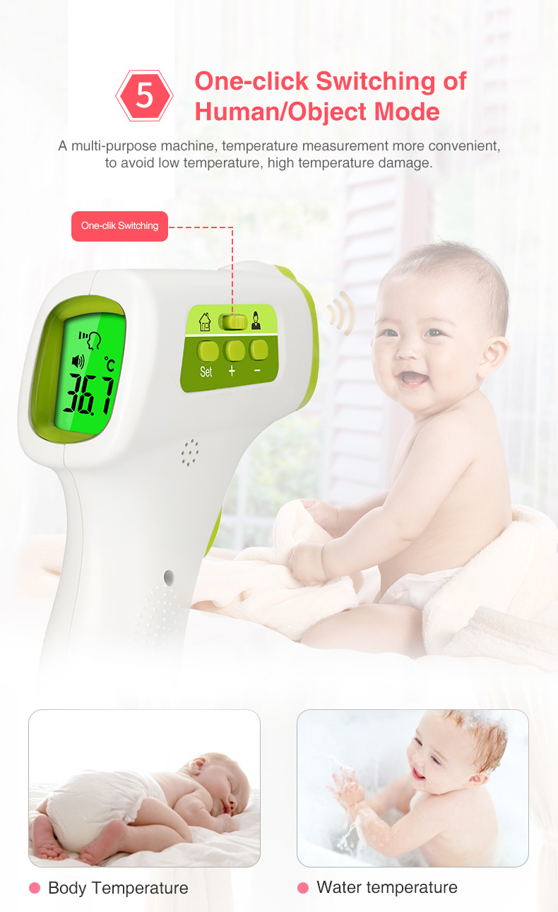 New Arrival Front Baby Thermometer Infrare Non-contact Forehead Children Termometr With Backlit Display Digital Laser Temperature Gun Tool