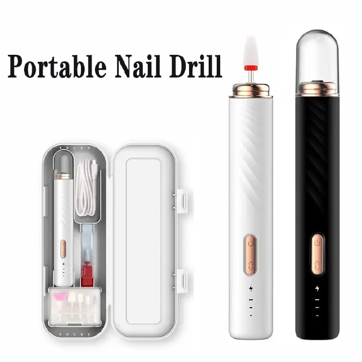 Portable Electric Nail Drill Machine For Manicure 13500RPM Cordless Milling Cutter Set For Gel Polishing USB Nail Drill